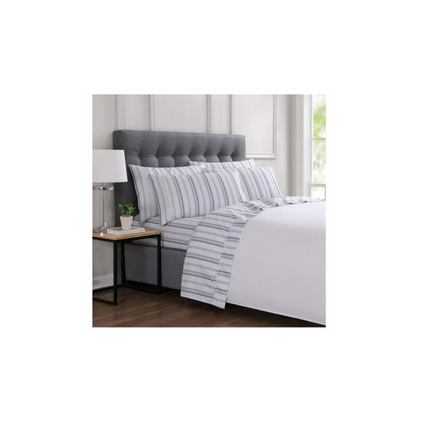 London Fog 6Piece Full Size Luxury Sheet Set, Neutral Stripe Walmart