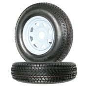 2-Pack Trailer Tire On Rim ST205/75D14 205/75 D 14 in. LRC 5 Hole White Spoke