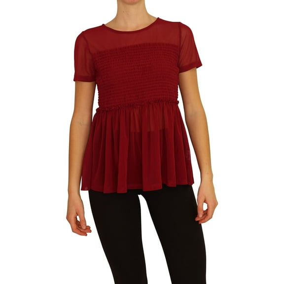 bar III Womens Smocked Knit Blouse, Purple, X-Large