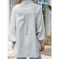 thumbnail image 6 of Women'S Striped Button Down Shirt Smocked Cuffed Boyfriend Blouse Ruffle Sleeve Casual Tunic Tops with Pockets Gray Stripes XXL, 6 of 7