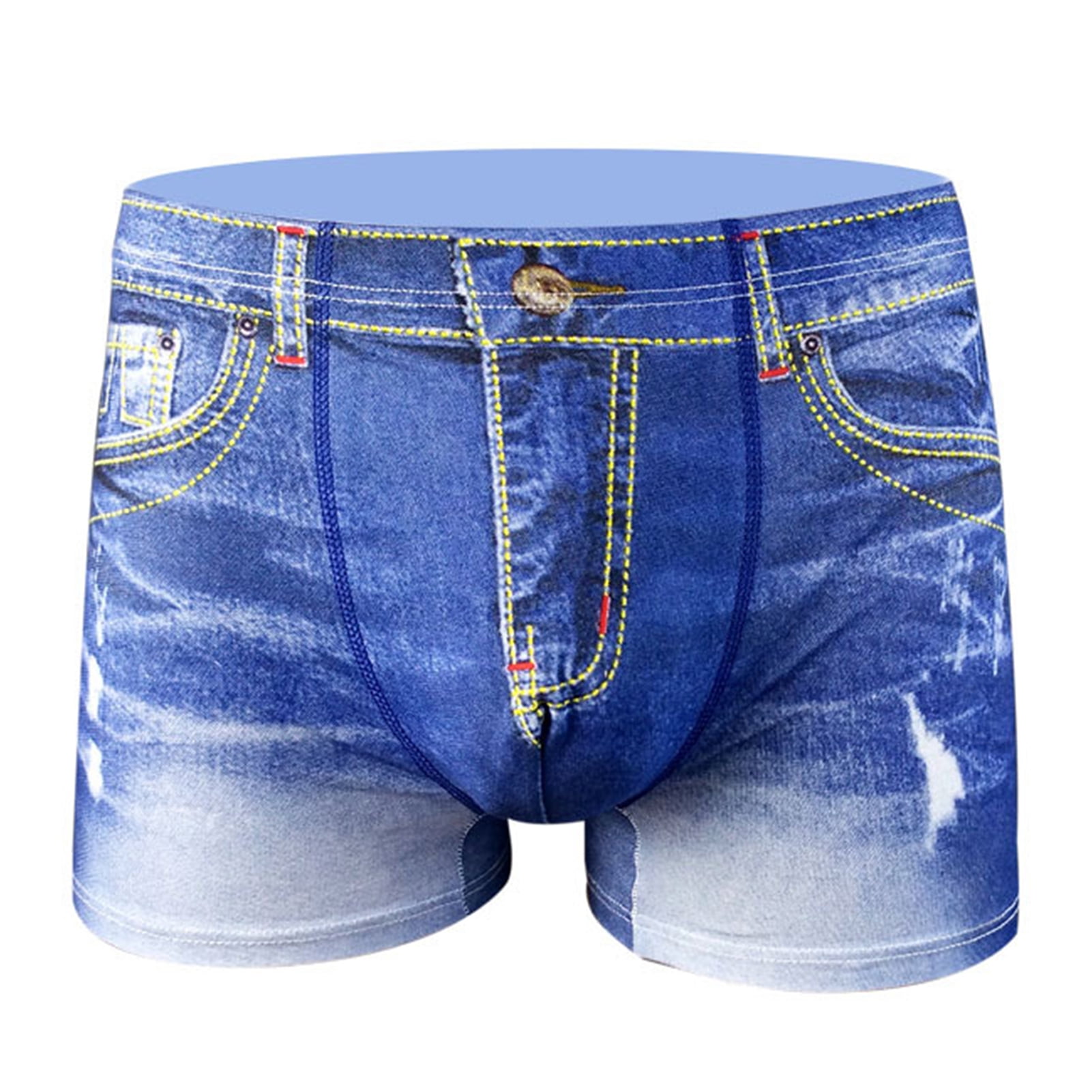 HEVIRGO Men Briefs 3D Print Boxers Denim Pattern Men Fake Jeans ...