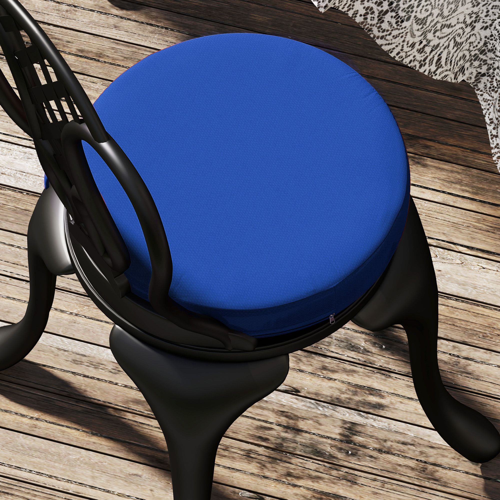Alvantor Set of 4 Chair Cushions 3" Thick Round Seat Cushions for Dining Bistro Chairs, Machine Washable, 15" x 15", Navy Blue