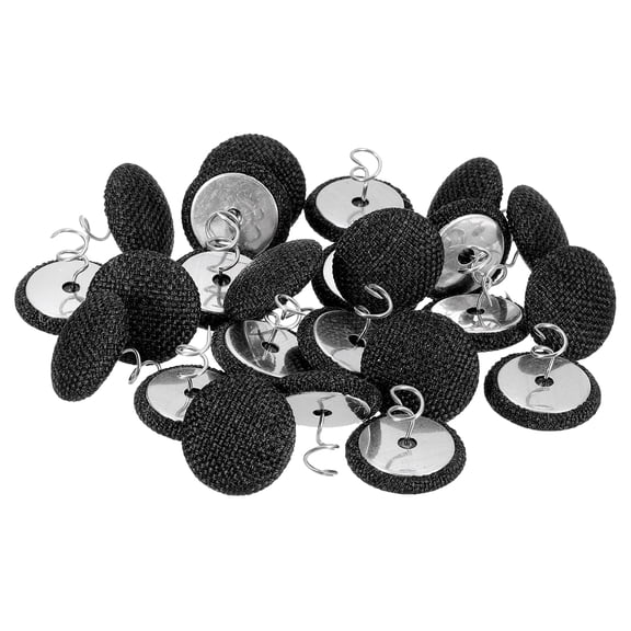 Uxcell 24 Pack Upholstery Tacks Twist Pin, 20mm Bed Skirt Pins Fabric Covered Button Twist Pins for Slipcovers Bed Skirts Armchair Caddies Furniture Cover, Black