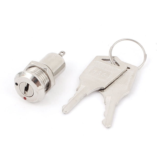 Interruptor de llave metálico eléctrico mini de 12 mm, 2 pines, 2 posiciones ON OFF con llaves