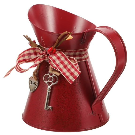 Vintage Pitcher Vase Galvanized Flower Tin Bucket