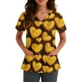 thumbnail image 4 of Valentines Day Scrub Tops for Women Plus Size Casual V Neck Cute Valentine Love Printed Scrub Shirts Hoilday Short Sleeve Scrubs Nursing Workwear Medical Nurse Uniform with Pockets Yellow S, 4 of 5