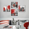 thumbnail image 2 of Eiffel Tower Wall Art Paris Wall Decor Red Umbrella Black and White Berlin Street Couple Canvas Print Painting Contemporary Romantic Artwork Picture for Bathroom Home Decoration 12x12" x 4 Panels, 2 of 6