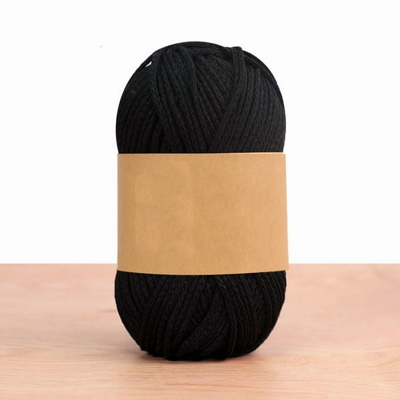 Cotton Yarns for Knitting Crochet Supplies Black 2mm about 92.96 Yards(85m)/Skein
