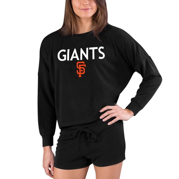 Women's Concepts Sport  Black San Francisco Giants Gather Long Sleeve Top & Shorts Set