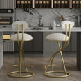 thumbnail image 3 of IVV Velvet Upholstered Bar Stools 2 Pack, Armless Kitchen Island Dining Chairs with Padded Seat & Backrest, Sturdy Metal Base (Gold & Creamy White), 3 of 8