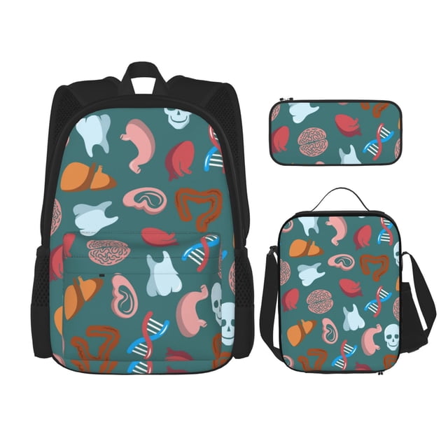 Balery cute Skull organ Mochila Escolar 3 en 1 para Niños - Mochila Resistente con Lonchera Térmica y Estuche - Mochila Escolar para Niños y Niñas