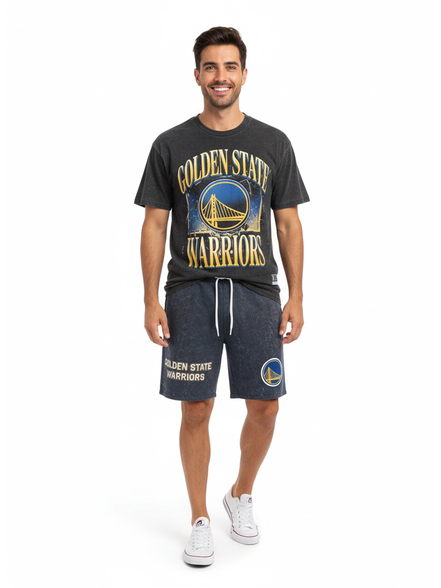 NBA Golden State Warriors Men's & Men's Big and Tall Mineral Wash Graphic Shorts, Sizes XS–5XB