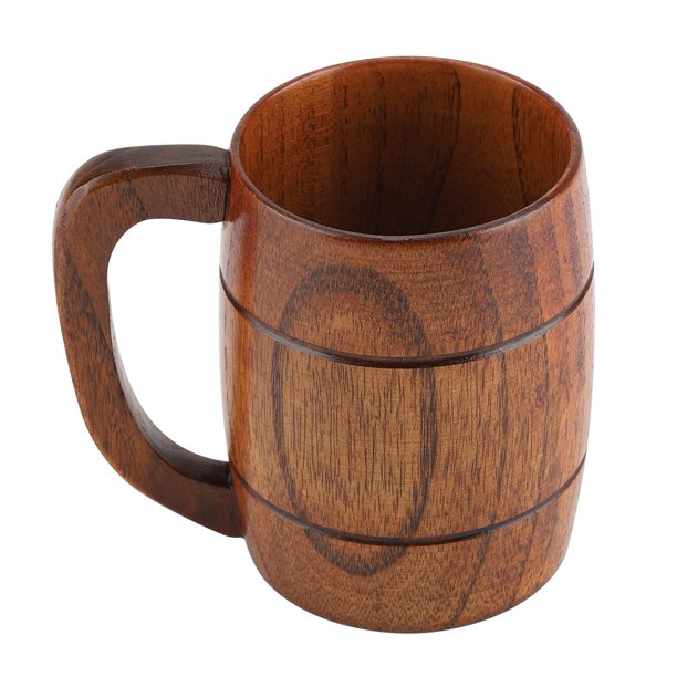 Tebru Wooden Drink Mug, Wooden Drinking Cup, Natural Wooden Beer Cup