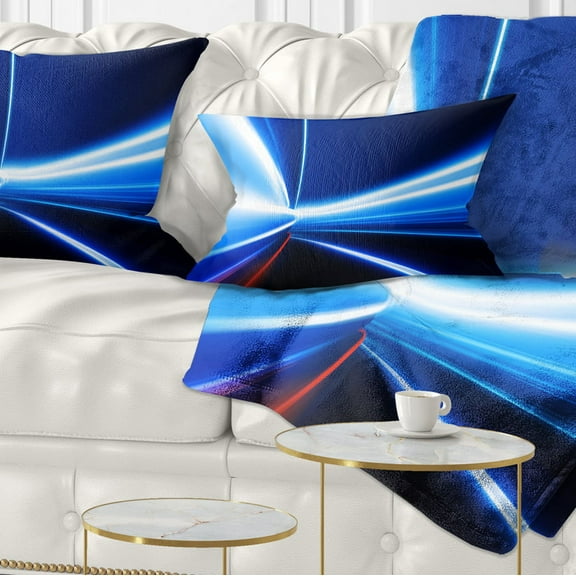 Designart Speed on Night Road - Abstract Throw Pillow - 12x20
