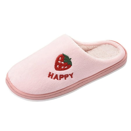 

Vedolay Slippers for Women House Womens Slipper Socks with Grippers Couple Shoes Slippers Strawberry Home Plush Style Warm Womens House Slippers Size 9