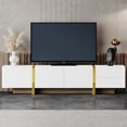 thumbnail image 2 of TV Stand for TVs Up to 80'',Modern Entertainment Center with Storage Cabinets & Drawers,Smooth Media Console with Fluted Panels and Golden Wood Grain Legs for Living Room,White, 2 of 9