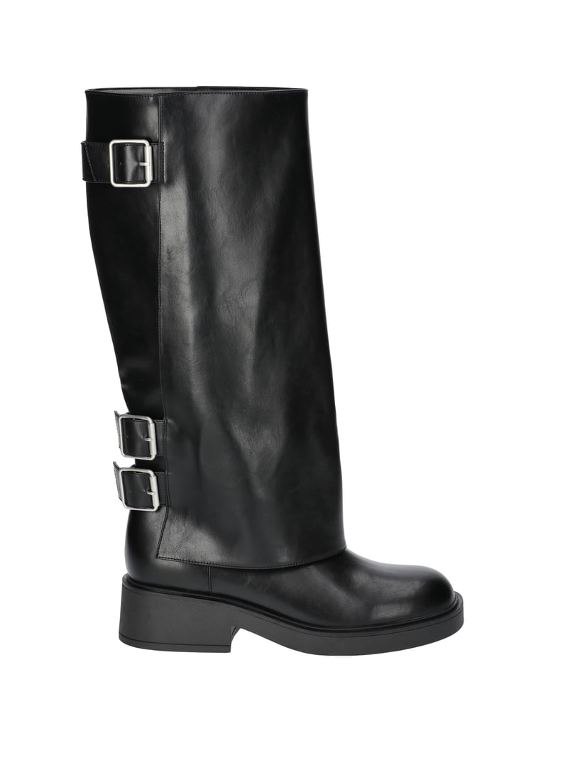 No Boundaries Women's Foldover Buckle Moto Boots - Walmart.com