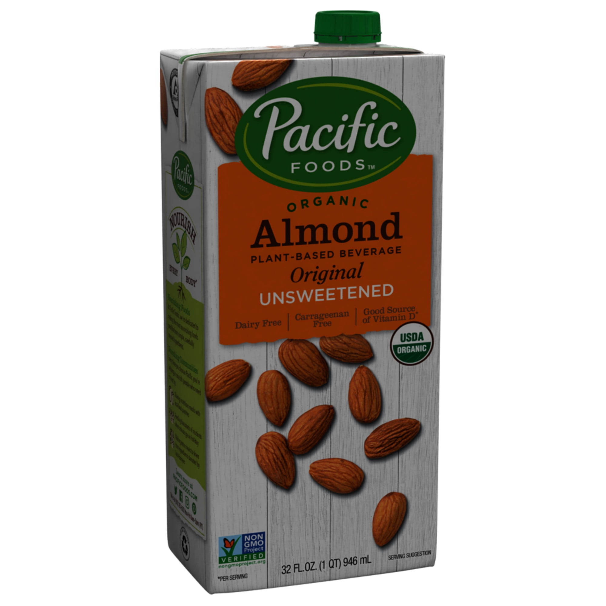 Pacific Foods Organic Unsweetened Almond Original Plant-Based Beverage, 32oz