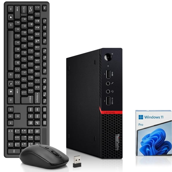 Restored Lenovo ThinkCentre M715 Tiny Computer — AMD Ryzen 5 PRO 2400GE — 512GB SSD — 16GB DDR4 RAM — Built-in Wi-Fi — Wireless Keyboard & Mouse — Desktop PC — Windows 11 Pro