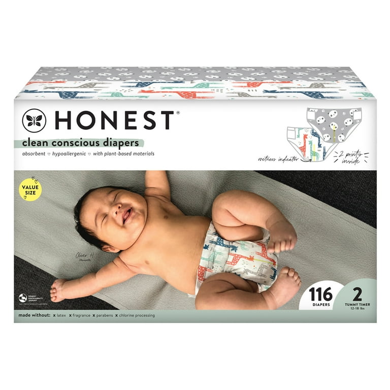 The Honest Company Clean Conscious Disposable Baby Diapers Giraffes Pandas Prints Size 2 116 Count Select for More Options