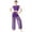 Purple, variant on IBTOM CASTLE Women Two Piece Lyrical Dance Outfit Criss Cross Crop Tops + Mesh Tulle Wide Leg Pants Modern Contemporary Dancewear S Black
