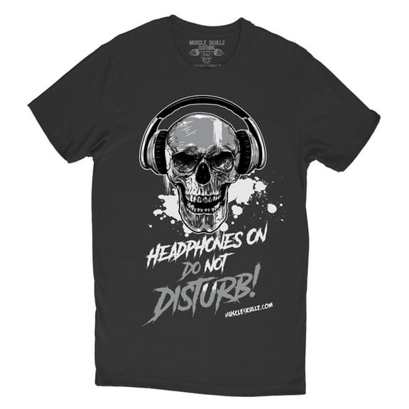 Headphones On Do Not Disturb Muscle Skullz Men's T-Shirt (2XL)