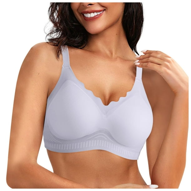 Sujetador sin aros y sin costuras con relleno y escote festoneado para mujer: bralette suave y cómodo sin aros, cobertura total, informal y sexy