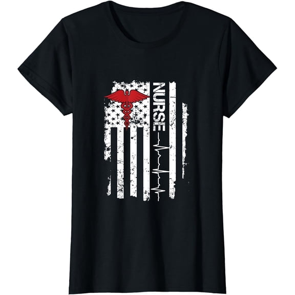 Awesome Nurse Heartbeat United States Flag Paramedic T-Shirt