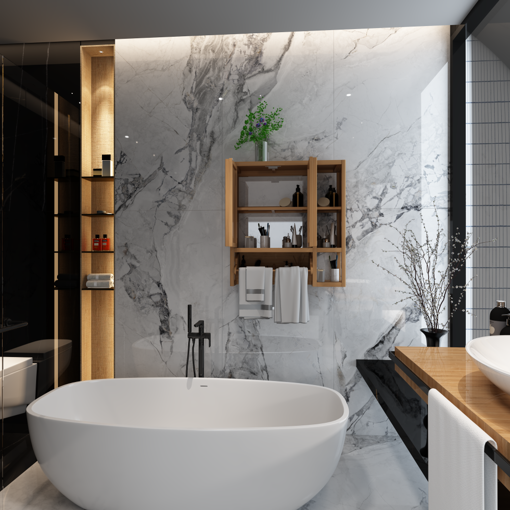 thumbnail image 3 of Bathroom cabinet wall mounted  Bamboo toilet storage  big box, 3 of 16