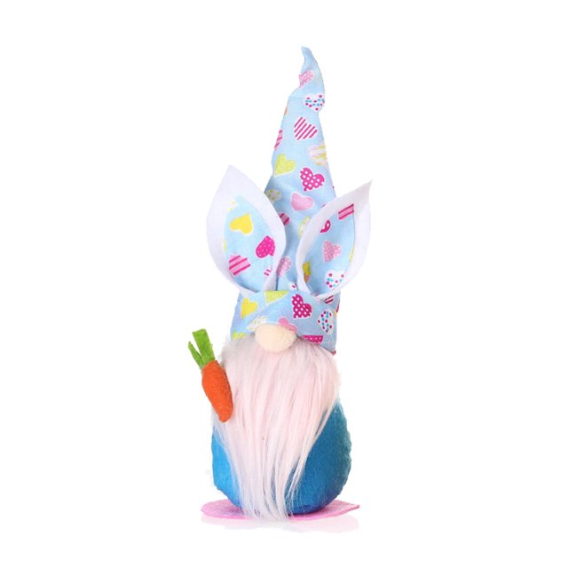 Injueey Conejito de Pascua muñeca sin rostro estampado de flores sombrero juguetes de peluche Navidad arreglo de Halloween suministros favores enano Kits de decoración para fiestas Corazón azul Injueey HA070626-01