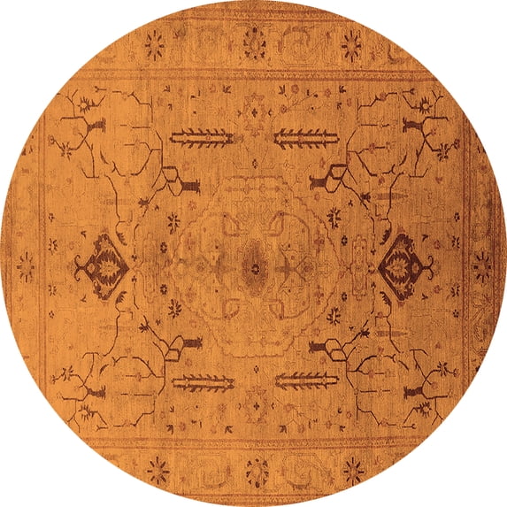 Ahgly Company Indoor Round Oriental Orange Traditional Area Rugs, 8' Round