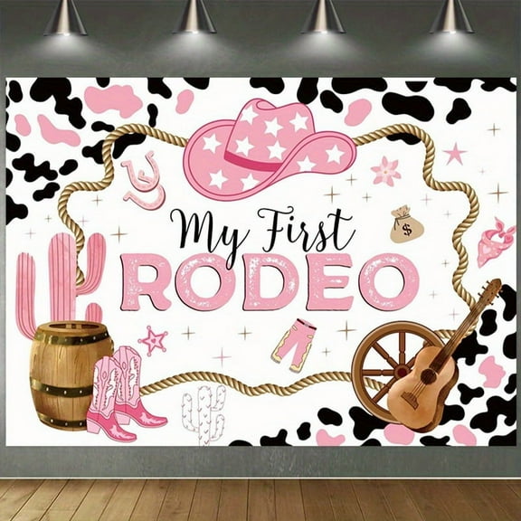 My First Rodeo Birthday Backdrop Pink Cowgirl 1st Birthday Photography Background for Girls Western Newborn First Birthday Baby Shower Party Decorations Banner Supplies Photo Booth Props