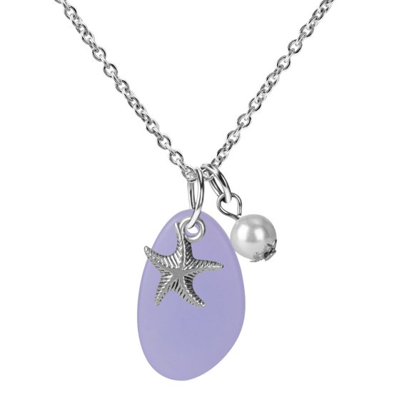 Blue Wind Sea Glass Necklace Wire Beach Necklace Pearl JewelryThe Best Gift for A Loved One