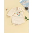 thumbnail image 3 of FEORJGP Newborn Baby Bubble Romper 3M Infant Short Sleeve Jumpsuit Round Neck T-shirt Bodysuit Letter Print Pregnancy Announcement Playsuit Cute Casual Clothes for Summer, 3 of 9