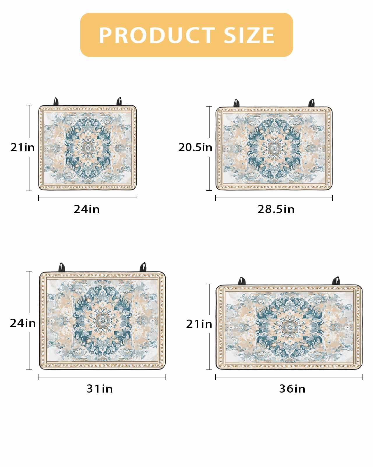 nqOlkjepod Large Induction Cooktop Protector Mat 24"x21", Blue Bohemia Stove Top Covers for Electric Stove, Boho Aztec Ethnic Abstract Flowers Pattern Stove Burner Cover Mats, Glass Top Stove Cover