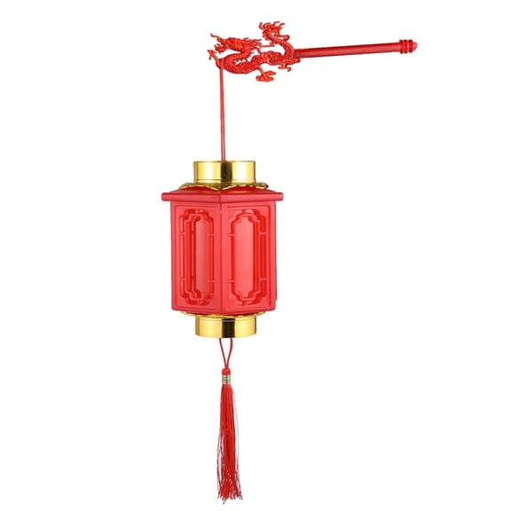 OUNONA  Lantern Lanterns Battery Fairy Lights Vintage Hollow Candle Retro Decor Home Red
