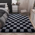 thumbnail image 2 of ZENELESS Checkered Fluffy Area Rugs for Living Room,4x6 Black and Gray Soft Plush Carpet for Bedroom Bedside Kids Teen Dorm Nursery Home Decor, 2 of 7
