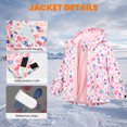 thumbnail image 5 of Toddler Girls Fleece Lined Hooded Jacket A Line Coat with Raglan Sleeves for School Outdoor Wear, 5 of 8
