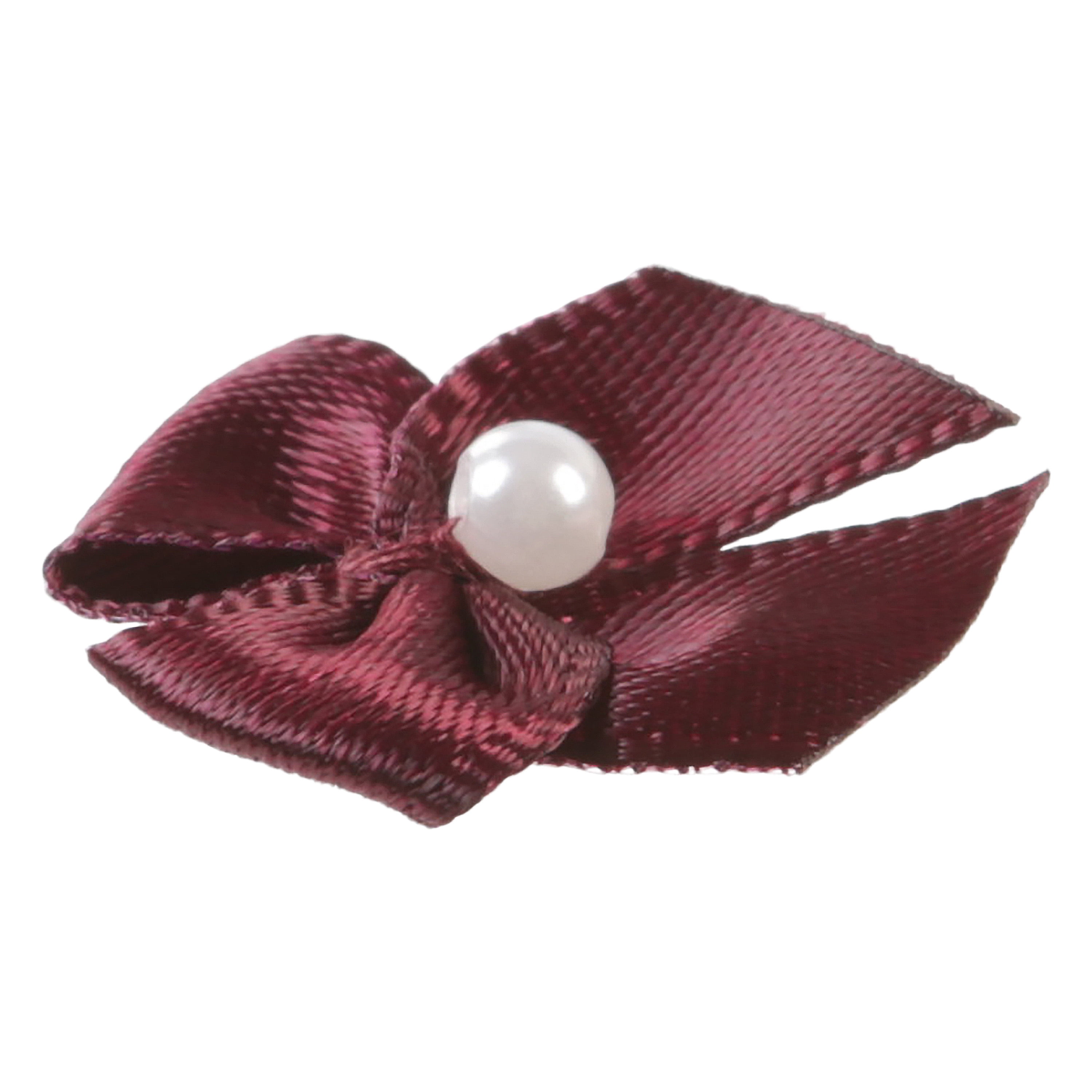 Offray embellishment, plum 5/8 inch value pack 2 loop bow with pearl accessor yard, 40 count