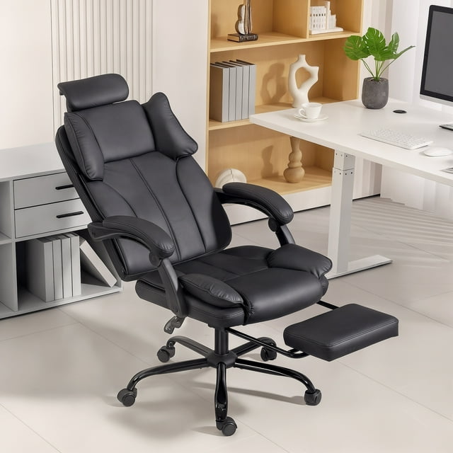 HOMCOM Chaise de Bureau, Chaise de Bureau Inclinable en Tissu Adapté aux Animaux, Noir
