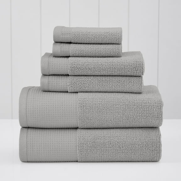 Modern Threads Waffle-Rib 6-Piece Cotton Bath Towel Sets, Oyster