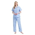 thumbnail image 2 of GLOBAL Women 100% Cotton Button Down Short Sleeve Top & Long Pants Summer Pajama Set with Pockets, 2-Piece, Sizes S to 3XL, 2 of 6