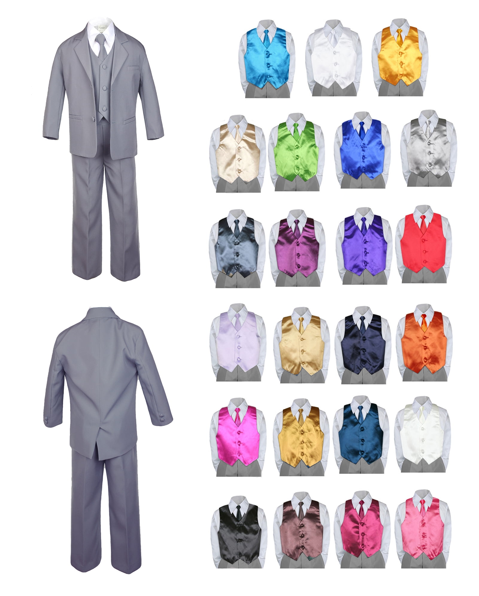 Baby Boy White Button Down Dress Shirt With Color Necktie - Formal Tuxedo Suit For Sm-4T 3 thumbnail image