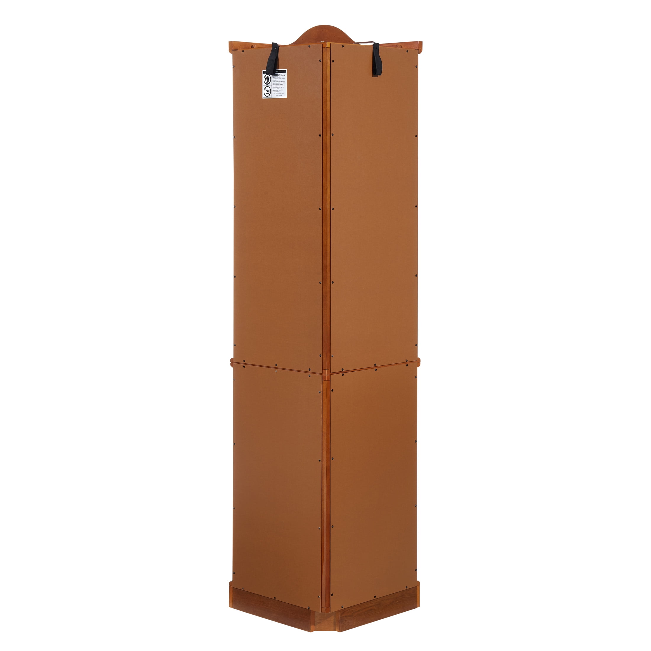 Aukfa Glass Storage Cabinet, Lighted Corner Curio Cabinet with Adjustable Shelves, Oak