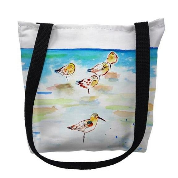 Betsydrake TY1090G 18 x 18 in. Five Sanderlings Tote Bag - Large