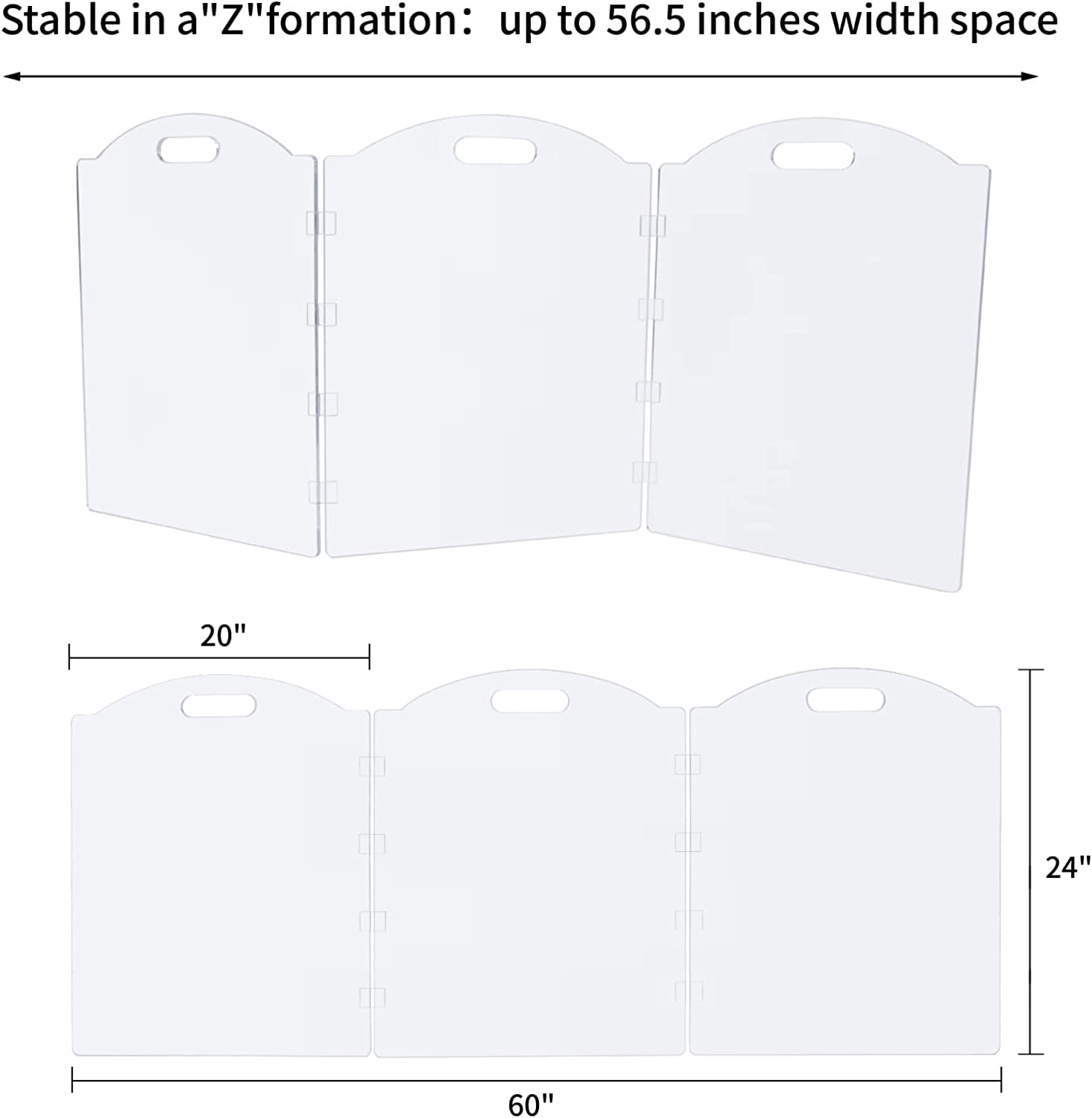 Clear Acrylic Freestanding Dog Gates for The House – Folding 3-Panel Pet Gates for Doorways, Indoor Stairs, and Hallways, Transparent Barrier for Dogs, Puppies, and Cats