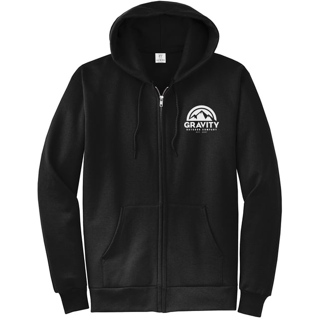 Gravity Outdoor Co. Sudadera con caderas con cremallera - Jet Black - White Logo - Pequeño Gravity Outdoor Co. Sudadera