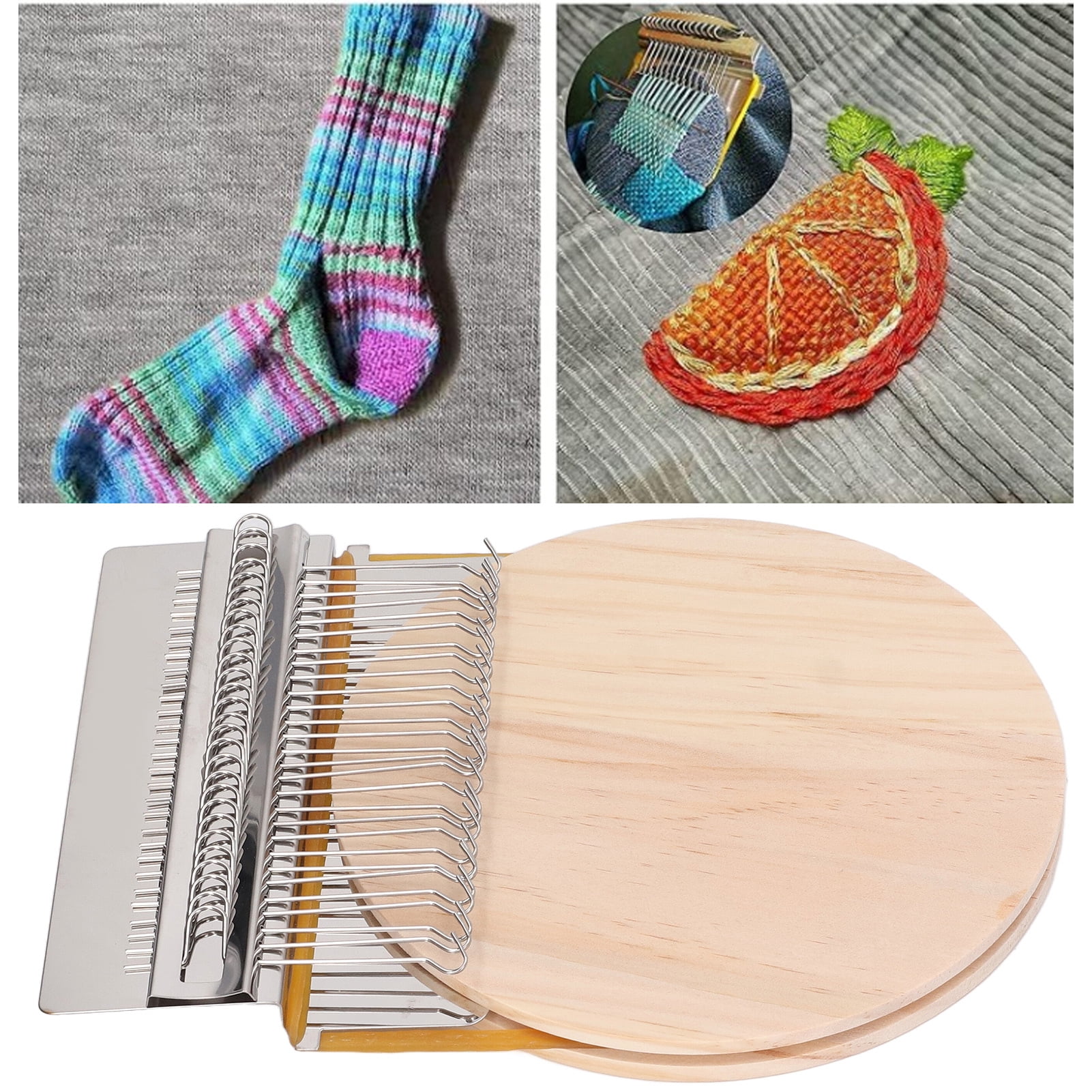 28 Hooks Darning Mini Loom Machine, Small Speedweve Weaving Loom Wooden Weaving Frame Loom, Hand Craft DIY Weaving Repair Tool for Jeans,Socks and Clothes