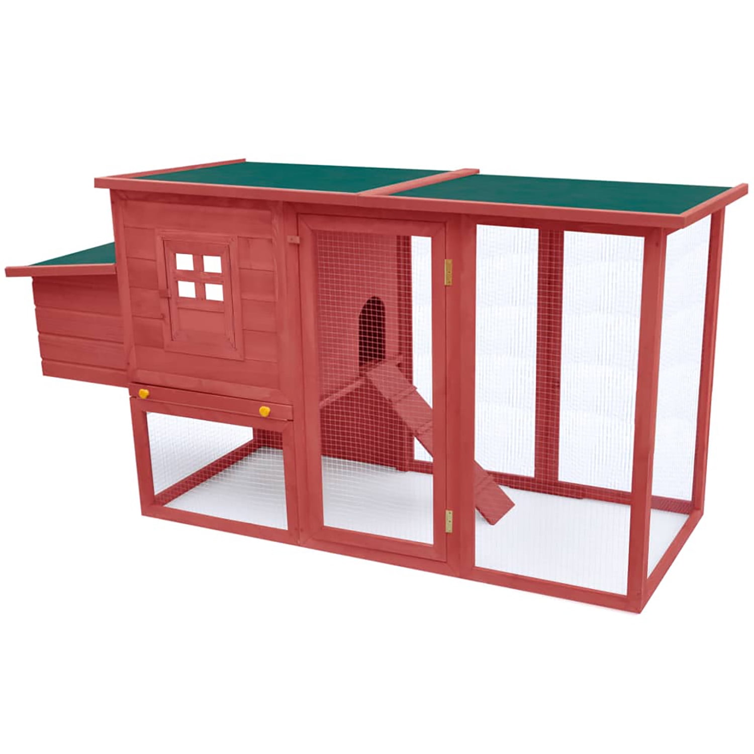 Pefilos 79.5" Wooden Rabbit Hutch with Waterproof Roof, Bunny Cage Pull-Out Tray, Hen House Egg Cage for Poultry Hutch & Egg-Laying Coop, Red Pefilos 79.5" Wooden Rabbit Hutch with Waterproof Roof, Bunny Cage Pull-Out Tray, Hen House Egg Cage for Poultry Hutch & Egg-Laying Coop, Red