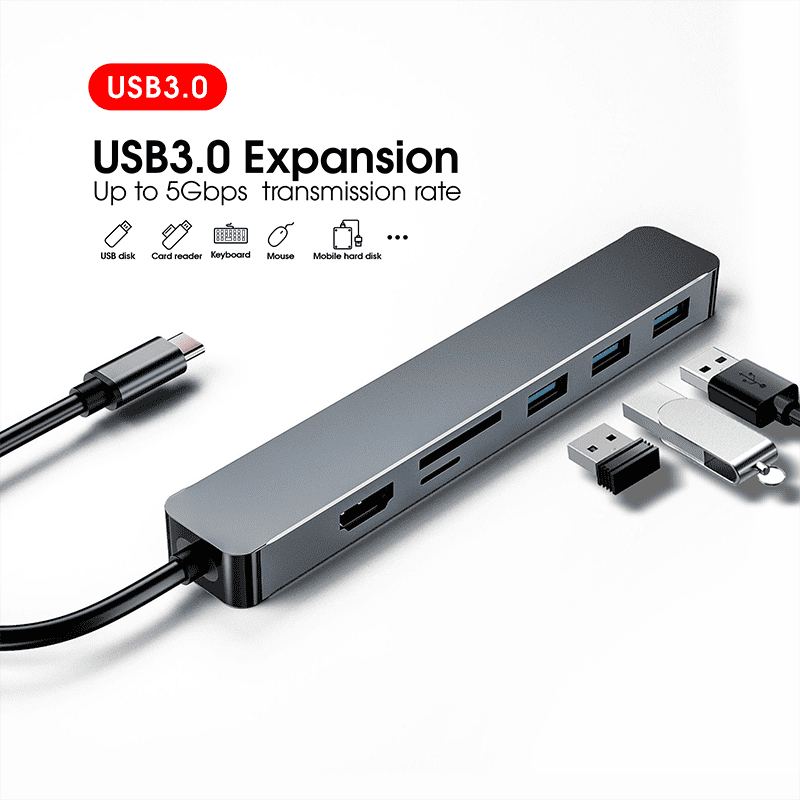 DOONJIEY  Multi USB Adapt Hub Type C To 4K HDTV SD TF Card reader VGA USB 7 Port 7 In 1 USB C Hub For Laptop